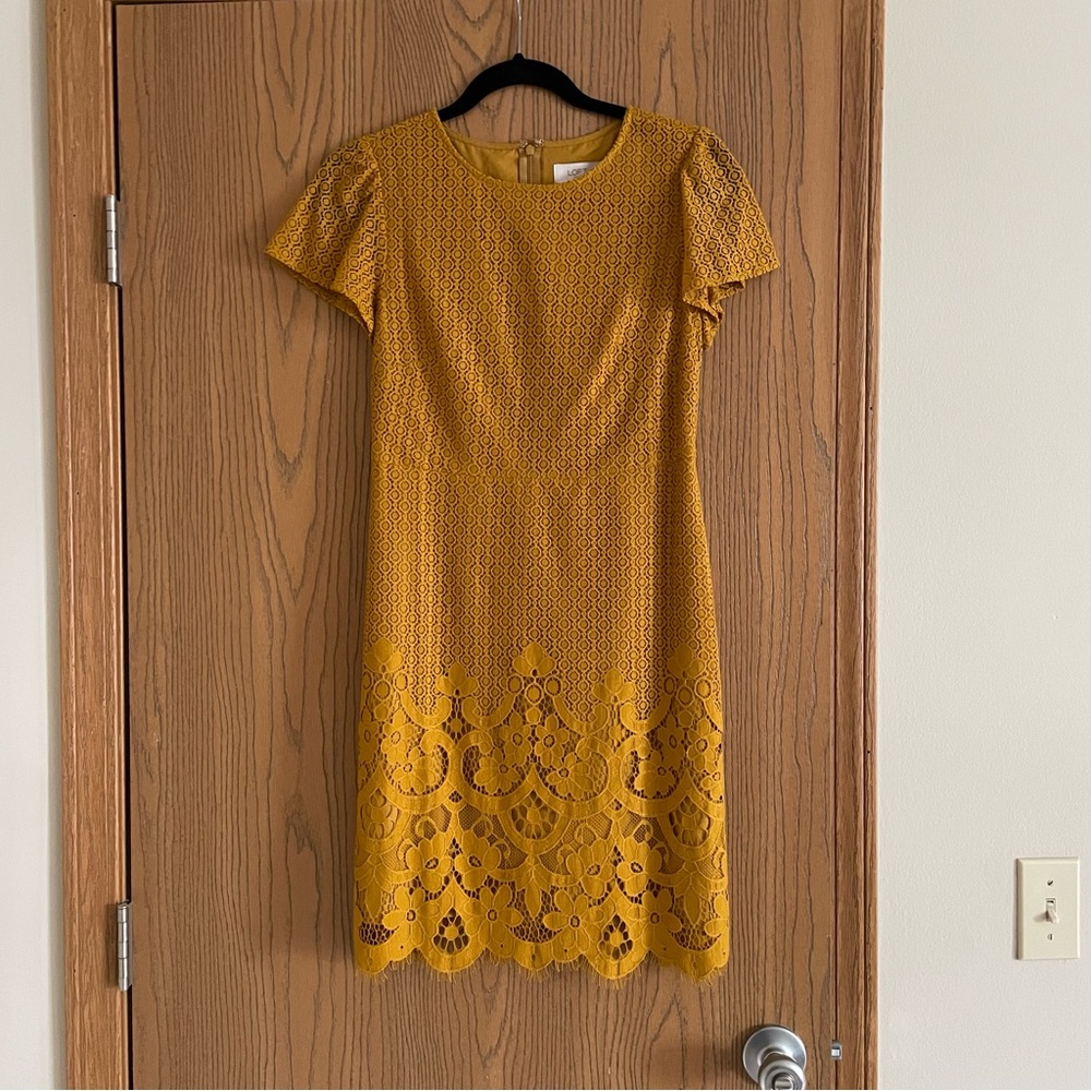 LOFT Yellow Lace Dress